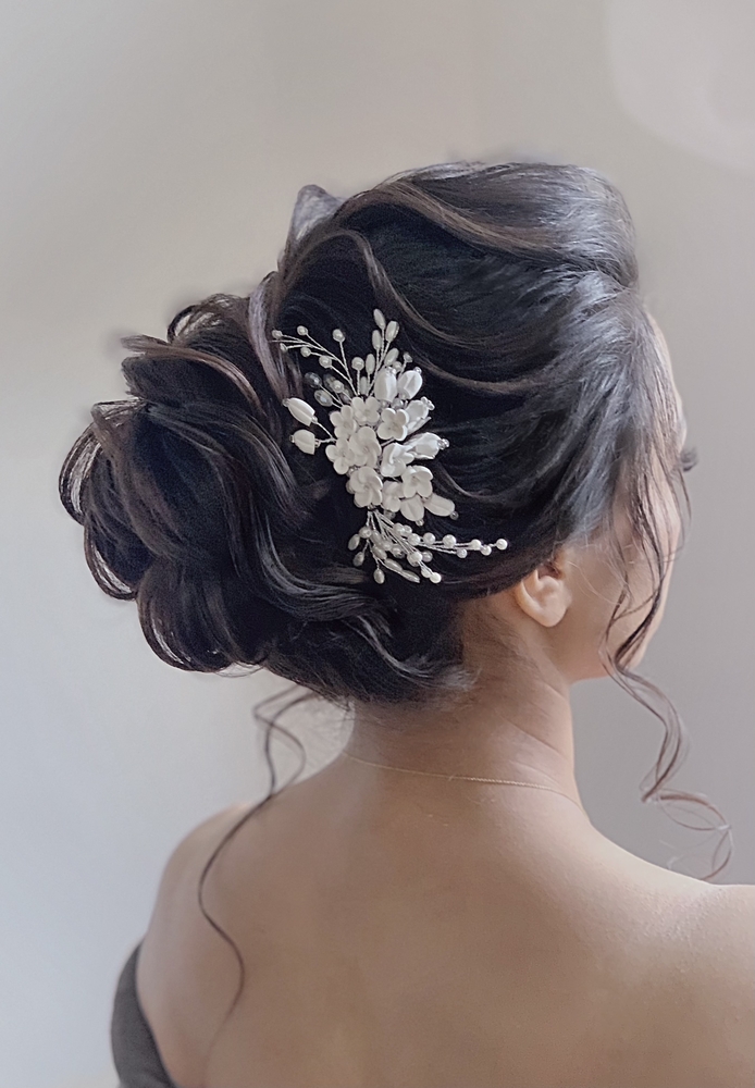 chignon mariée texturée coiffeuse domicile